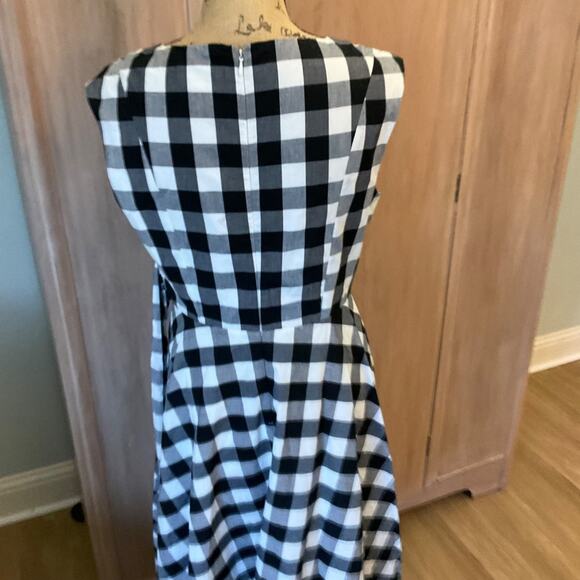 Calvin Klein Sleeveless Gingham black white checked midi fit flare Wrap Dress 10 - Picture 13 of 16